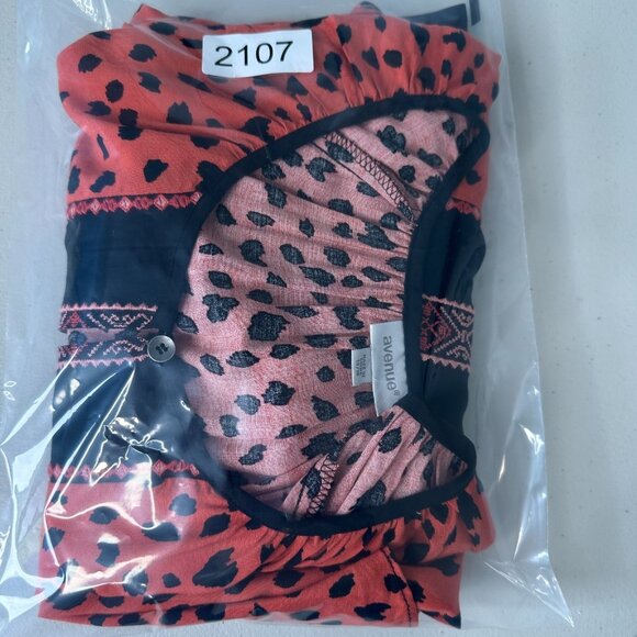 Avenue Tunic Top Size 14/16 Orange Black Animal Print Embroidered Fall - Picture 13 of 13